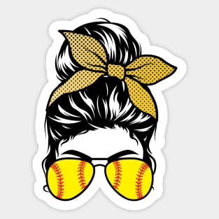 Softball Bun & Glasses - Light Apparel Sticker